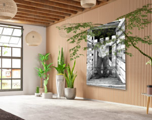 Interior showing wall with large of 'Blu at the Hi-Lo Ranch' photographic print